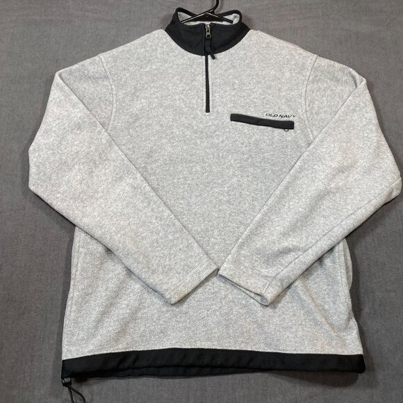 Old Navy Gray Quarter Zip Pullover Fleece Sweatshirt Chest Pocket Mens Size M - Picture 1 of 9